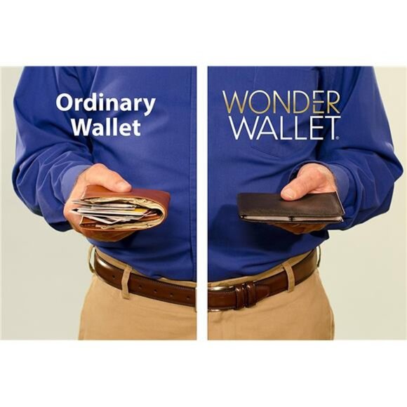 Wonder Wallet Amazing Slim RFID Wallet As Seen on TV Black Leather Wonder Wallet - Picture 5 of 7